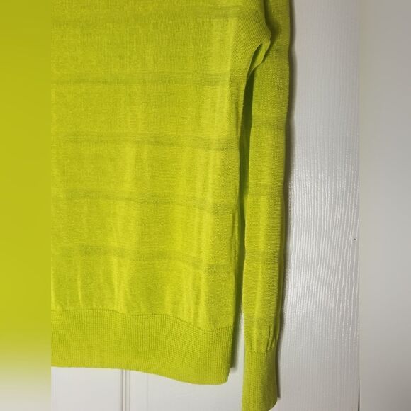 Halogen L Lime Sheer  LINEN Blend Washable Knit Lngslv Women's Sweater Pullover - Picture 4 of 10